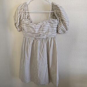 Abercrombie & Fitch Emerson Puff Sleeve Creme and Black Striped Skort